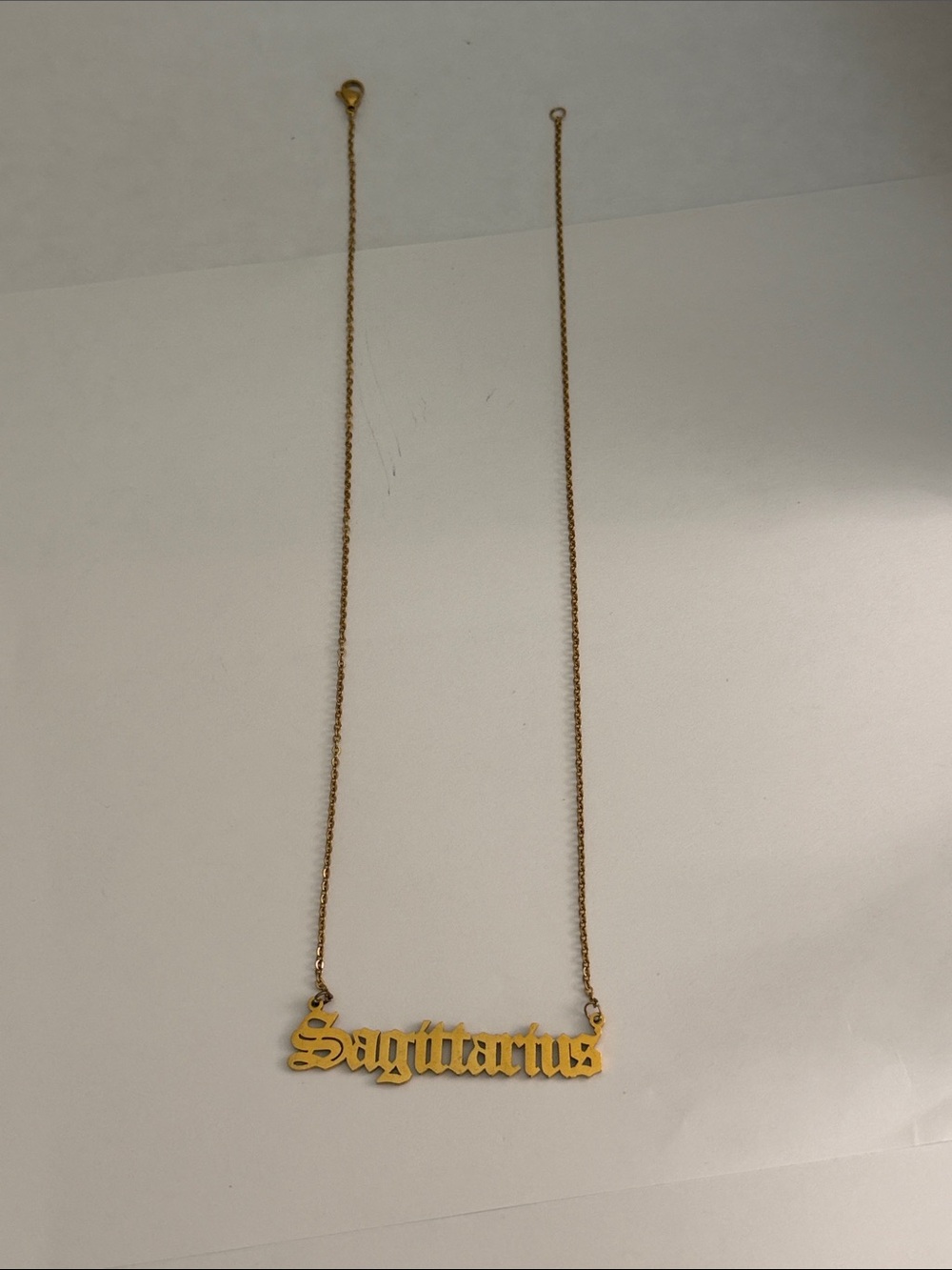 Gold Sagittarius Nameplate Pendant Necklace for Women
